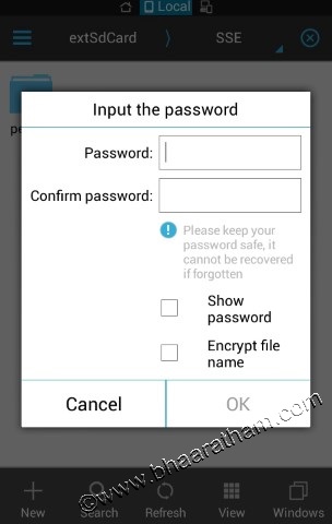 choose password for encryption